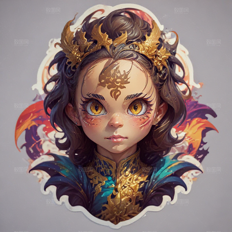龙卡通插画风格贴纸