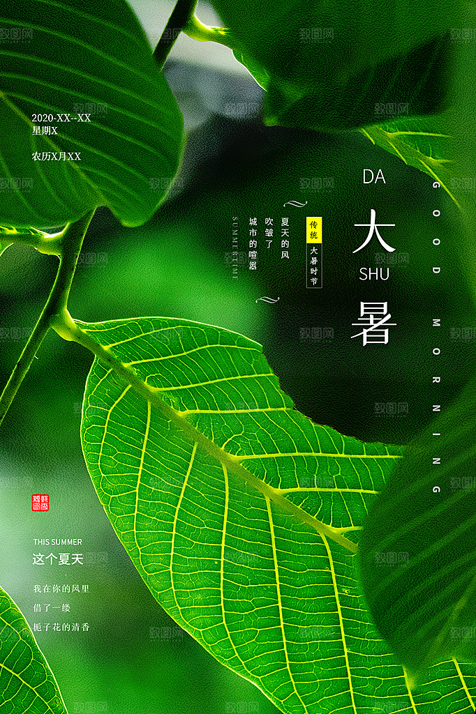大暑节气简约大气海报
