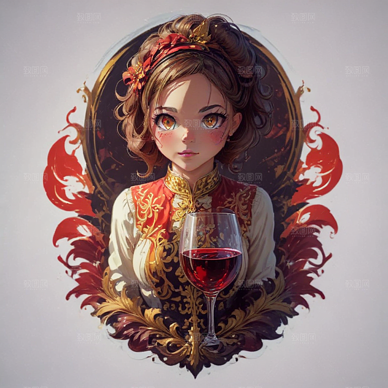 雄黄酒卡通插画风格贴纸