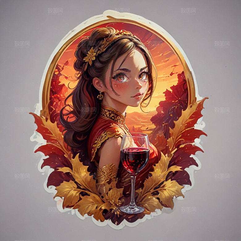雄黄酒卡通插画风格贴纸