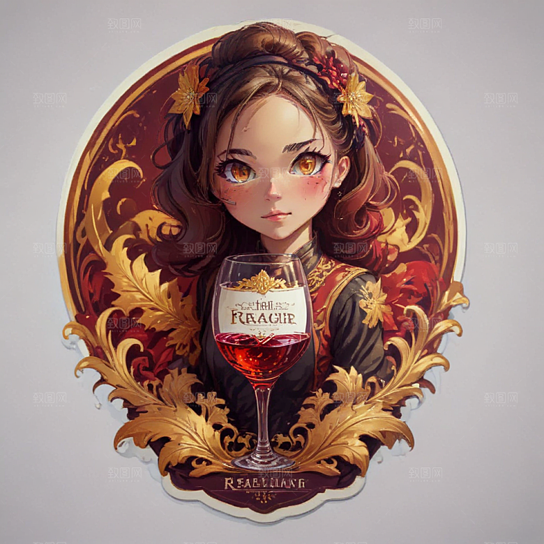 雄黄酒卡通插画风格贴纸