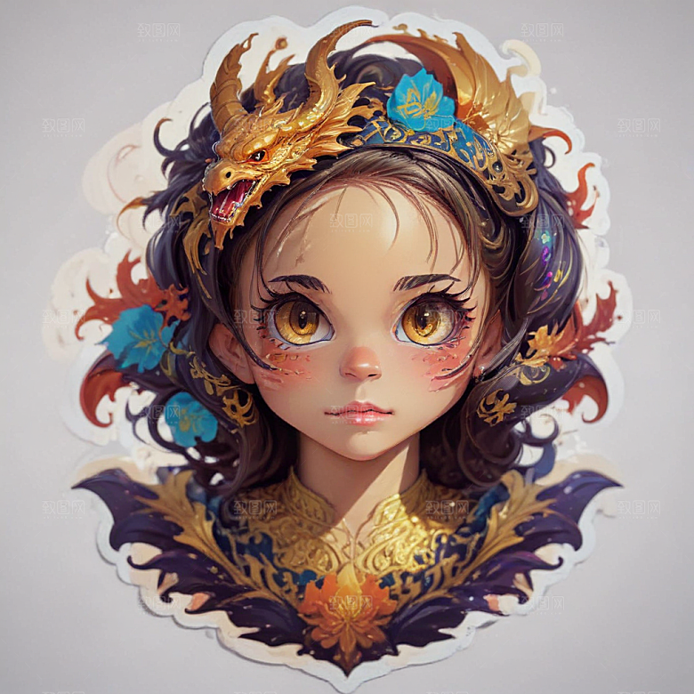 龙舟卡通插画风格贴纸