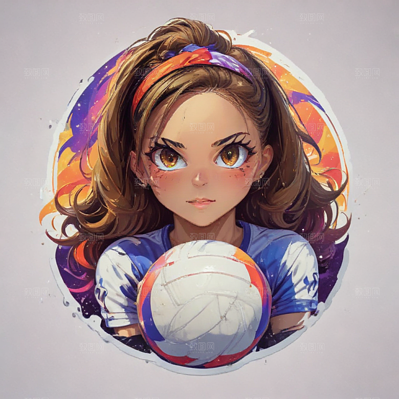 活力少女与排球图片