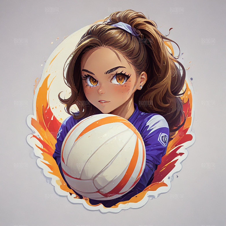 活力少女与排球图片