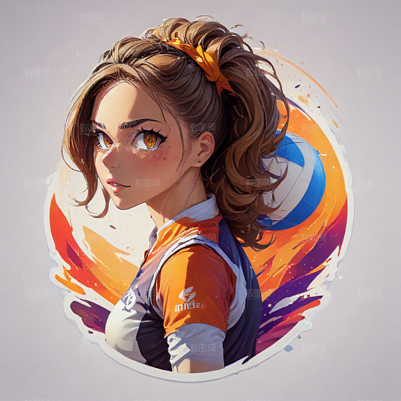 活力少女与排球图片