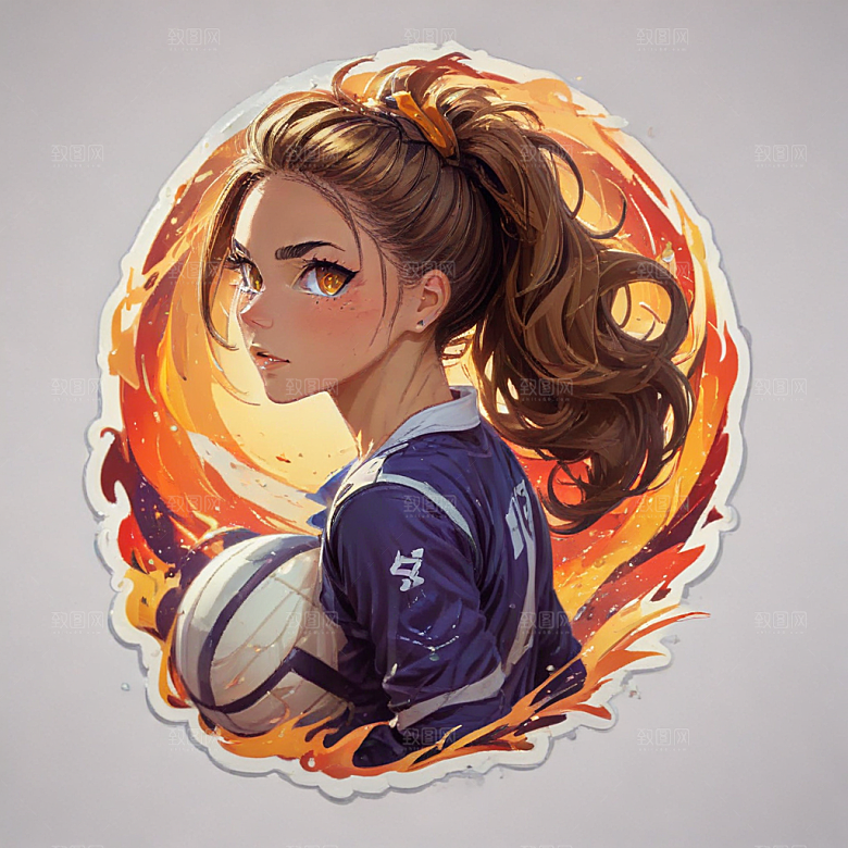 活力少女与排球图片