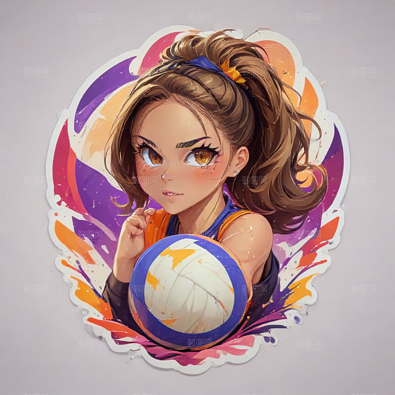 活力少女与排球图片