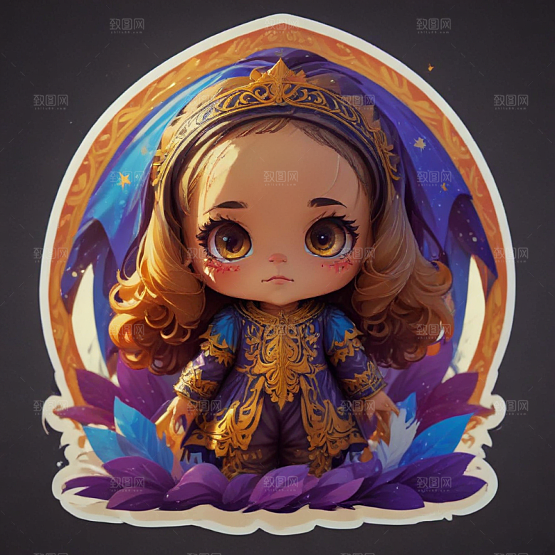 少女插画色彩鲜艳风格可爱卡通图片