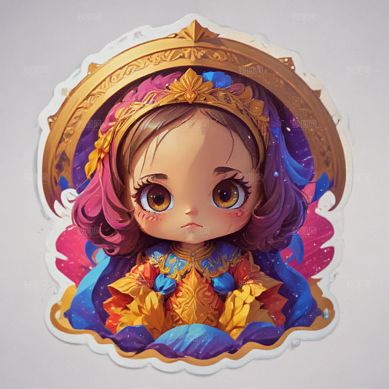 少女插画色彩鲜艳风格可爱卡通图片