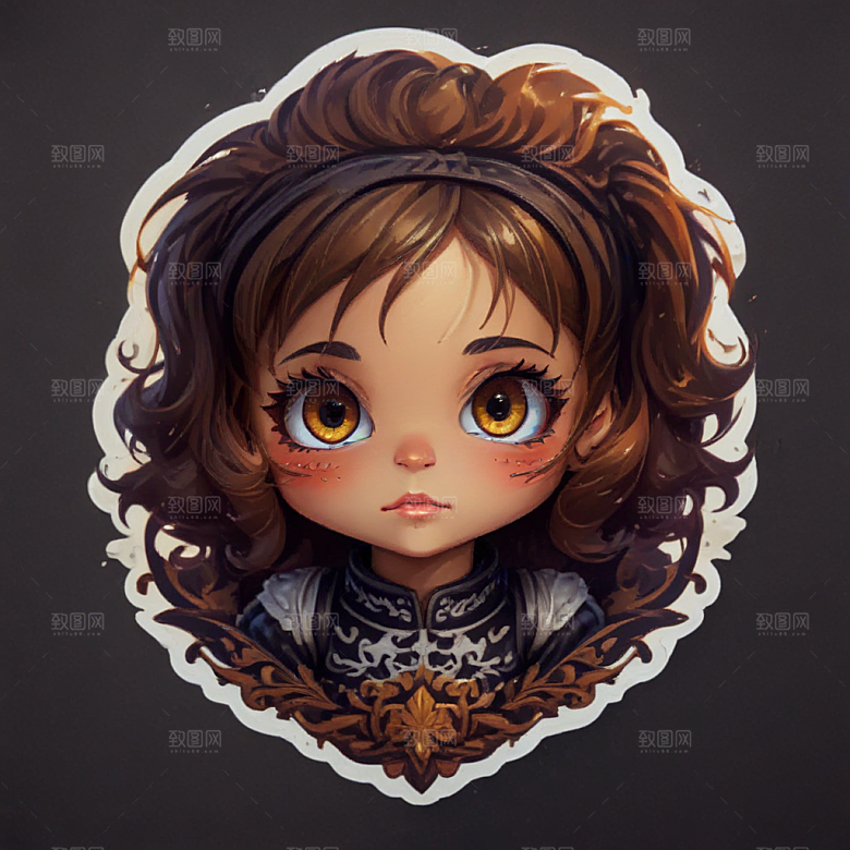 萌系烧烤小美女插画图片