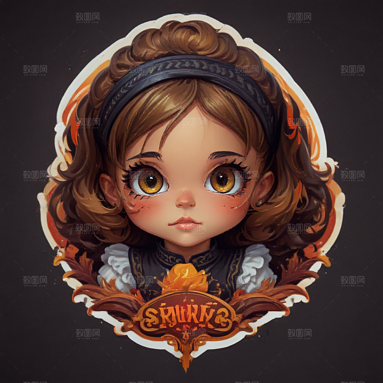 萌系烧烤小美女插画图片