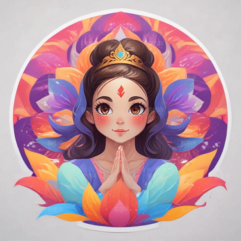 宁静致远瑜伽少女插画图片