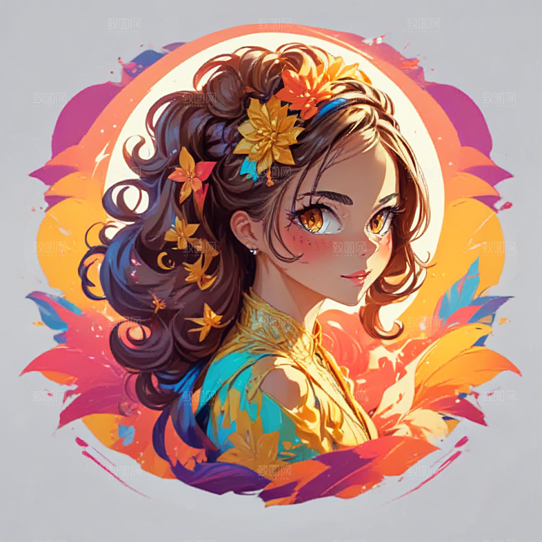 欢乐庆典花环少女派对邀请图片