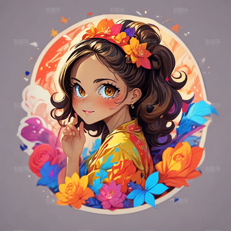 欢乐庆典花环少女派对邀请图片