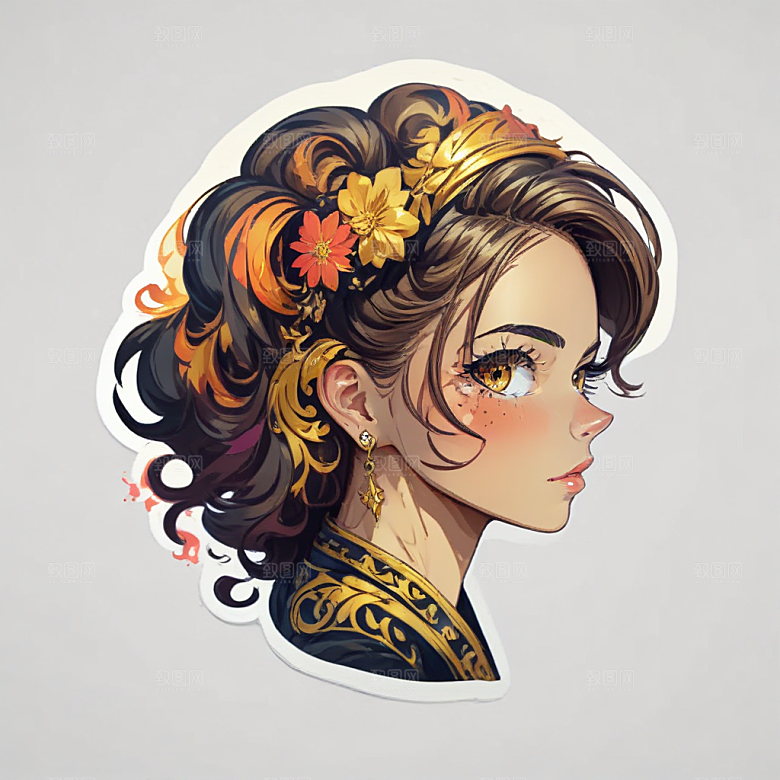 治愈系插画耳机少女享受片刻宁静图片