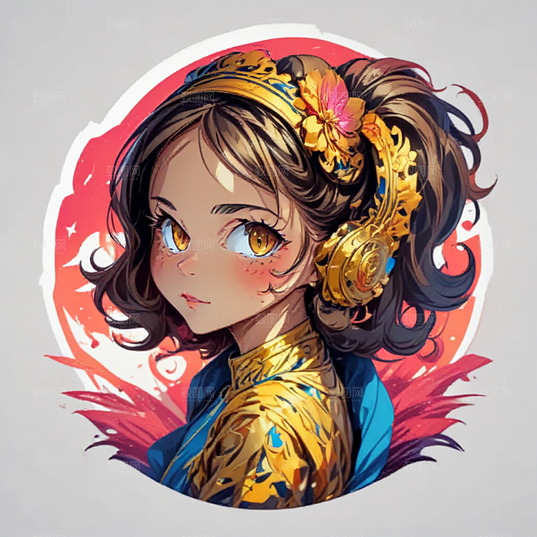 治愈系插画耳机少女享受片刻宁静图片