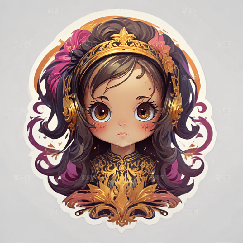治愈系插画耳机少女享受片刻宁静图片