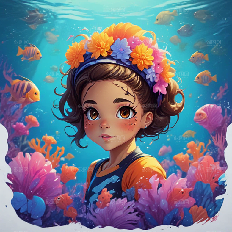 水下世界潜水少女图片