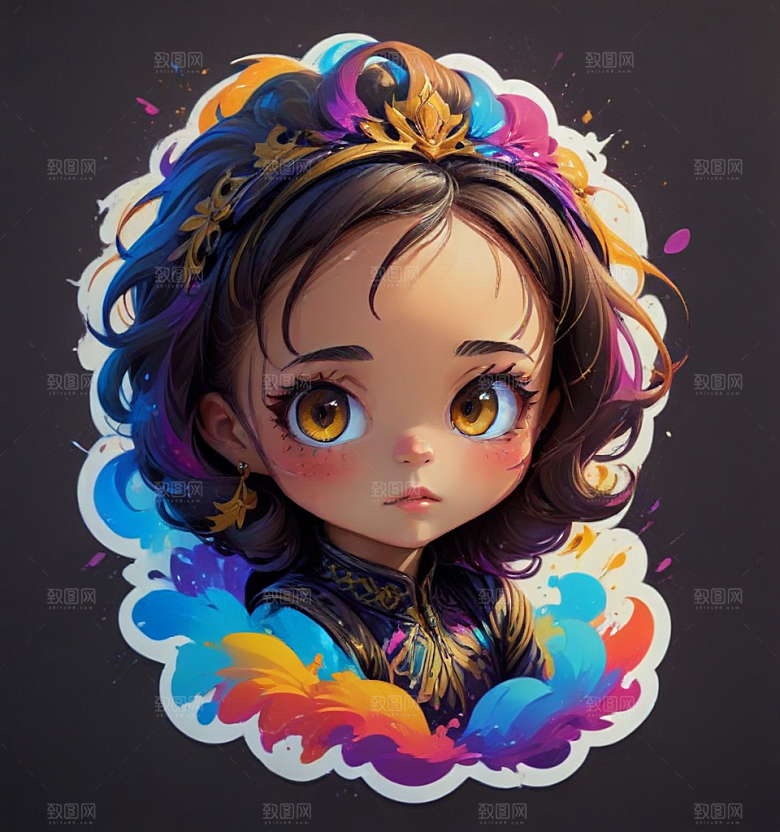 中式旗袍少女插画图片
