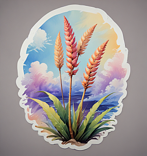 热带植物插画色彩鲜艳风格写意图片