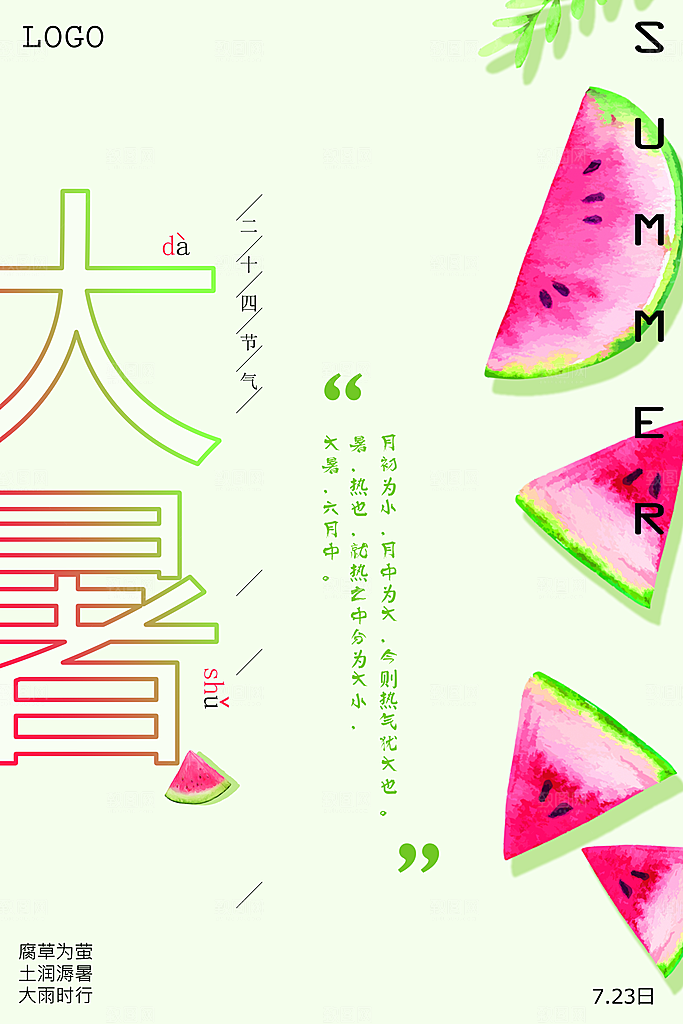 传统节气大暑海报模版
