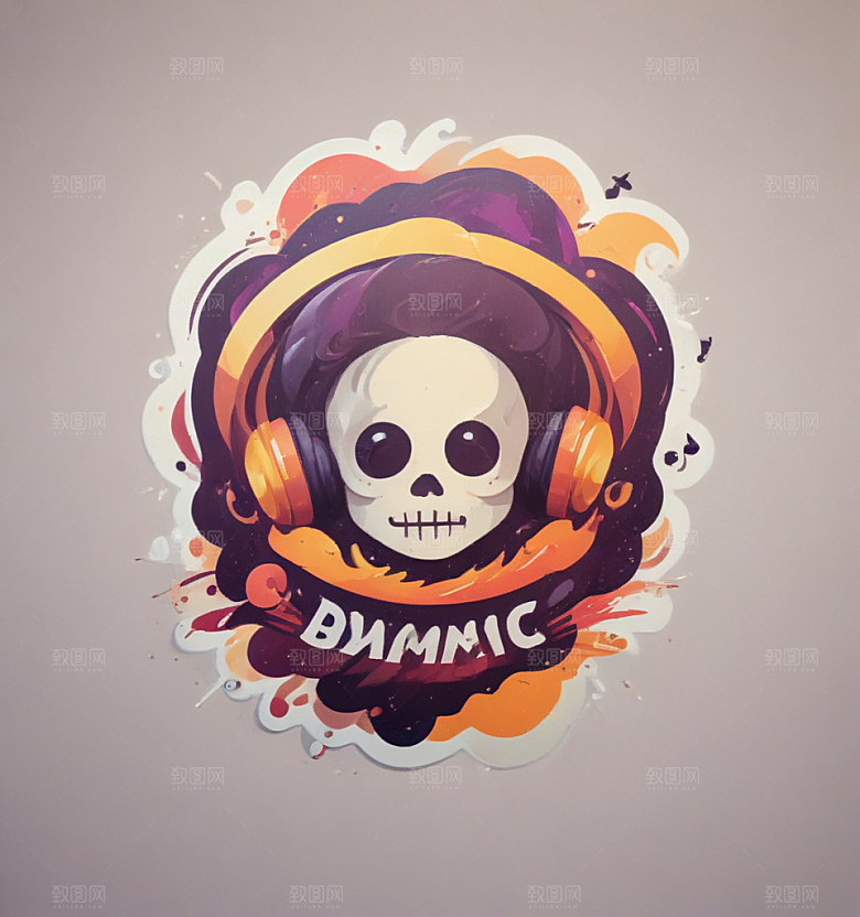 音乐卡通插画风格贴纸