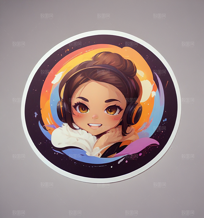 音乐卡通插画风格贴纸