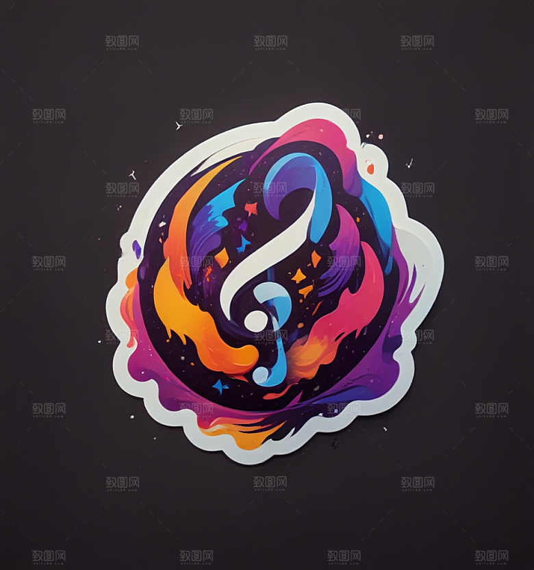 音乐卡通插画风格贴纸
