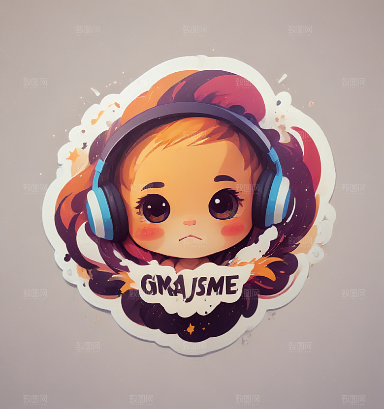 音乐卡通插画风格贴纸