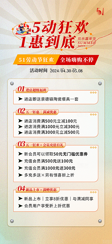五一劳动节活动促销钜惠海报