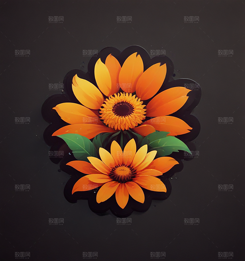 金盏花卡通插画风格贴纸