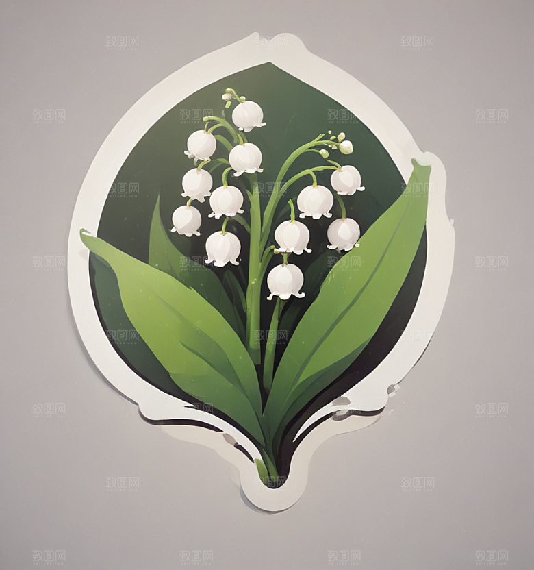铃兰卡通插画风格贴纸