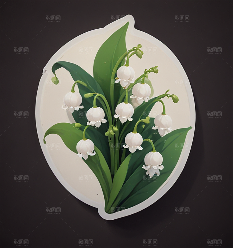 铃兰卡通插画风格贴纸