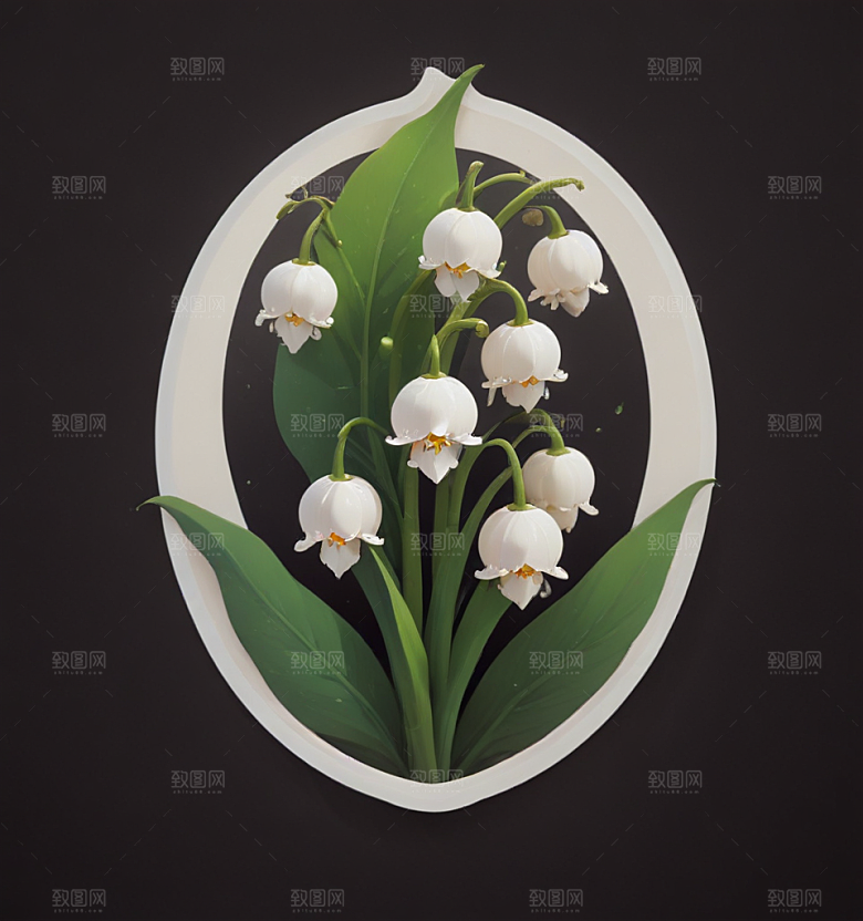 铃兰卡通插画风格贴纸