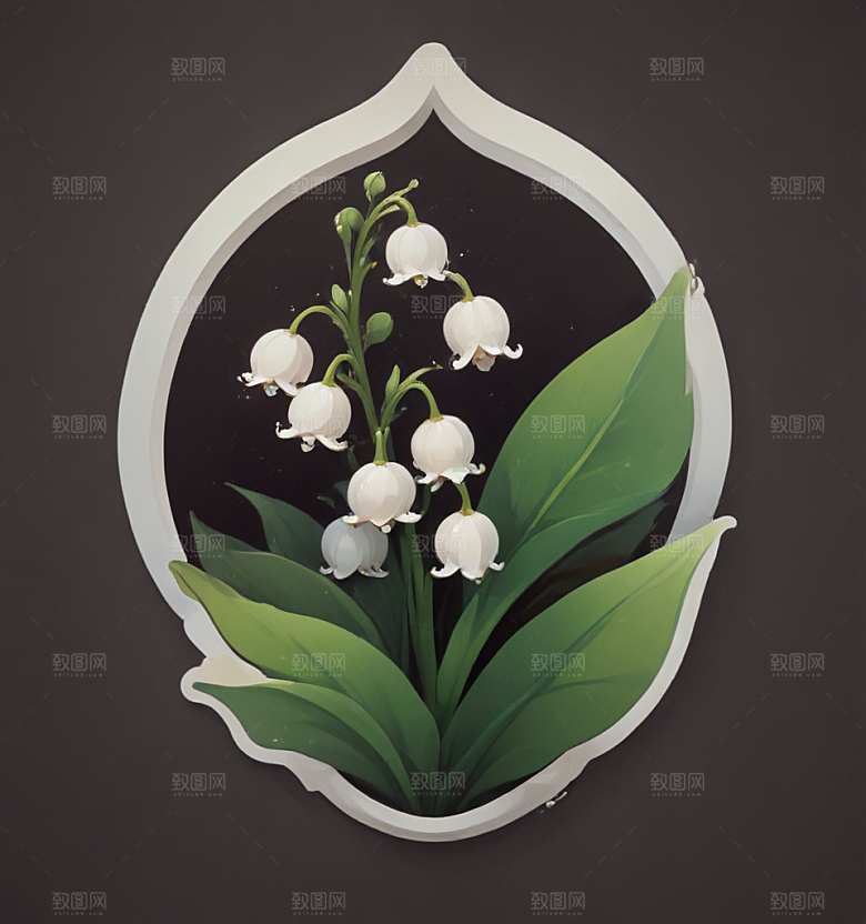 铃兰卡通插画风格贴纸