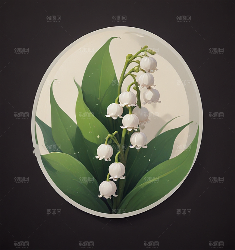 铃兰卡通插画风格贴纸