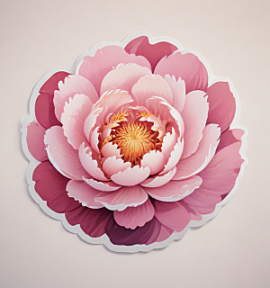 芍药卡通插画风格贴纸