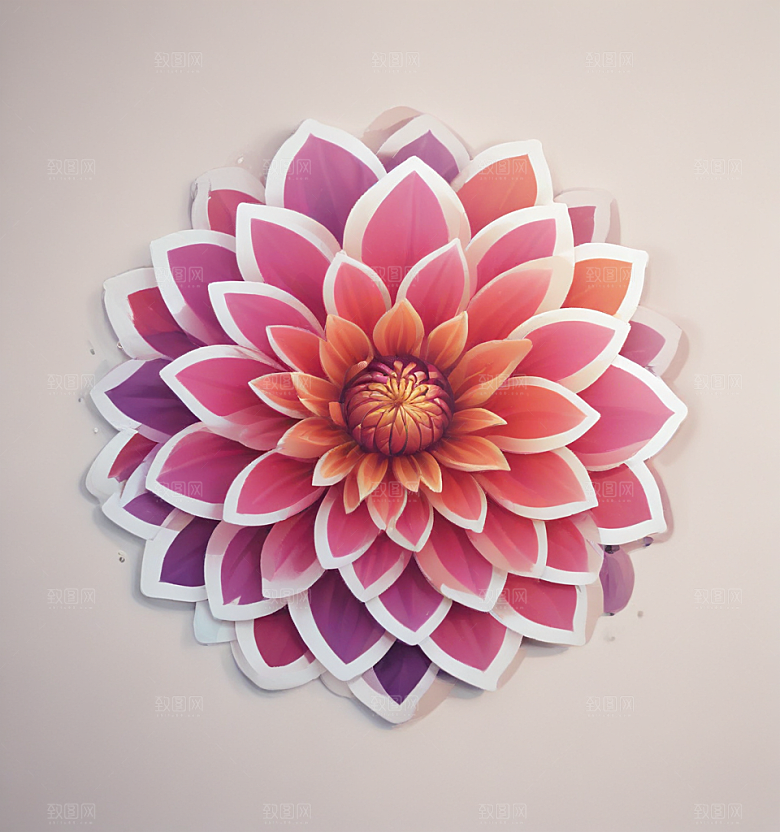 大丽花卡通插画风格贴纸
