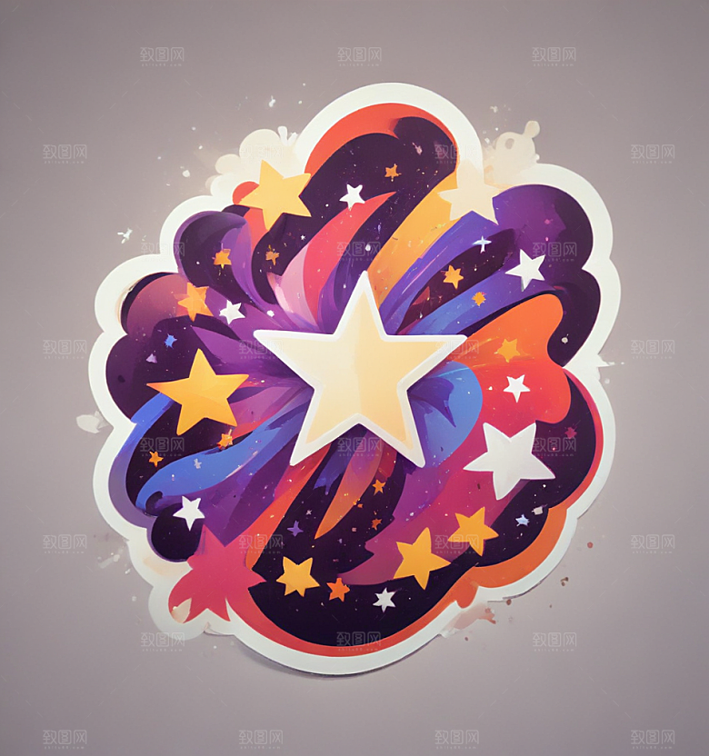 满天星卡通插画风格贴纸
