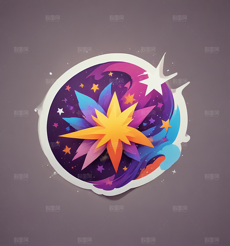 满天星卡通插画风格贴纸