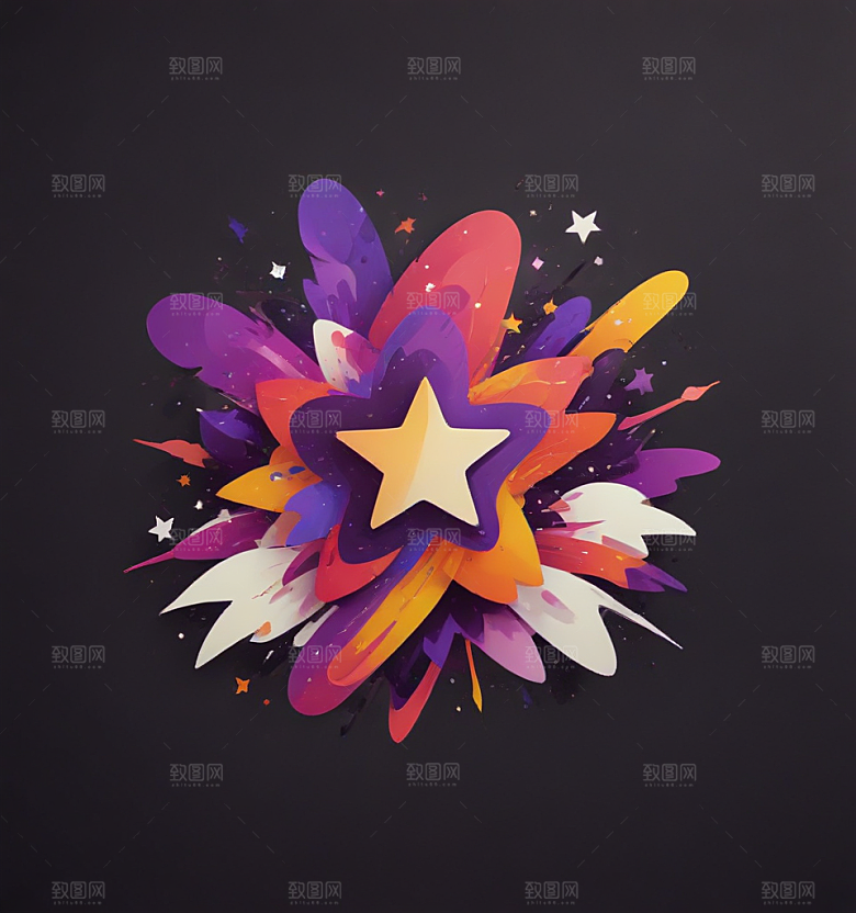 满天星卡通插画风格贴纸