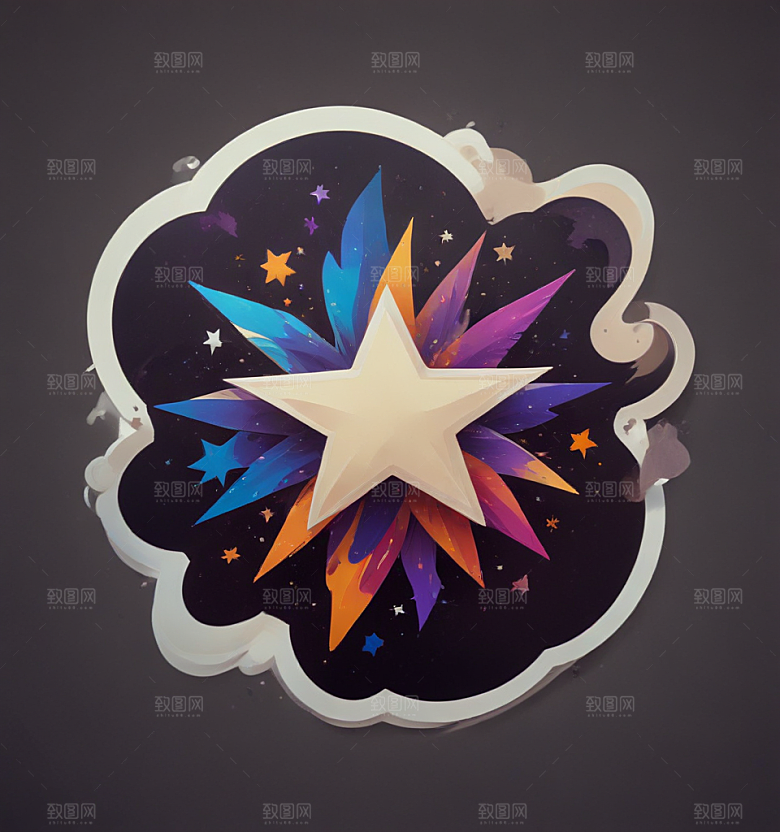 满天星卡通插画风格贴纸