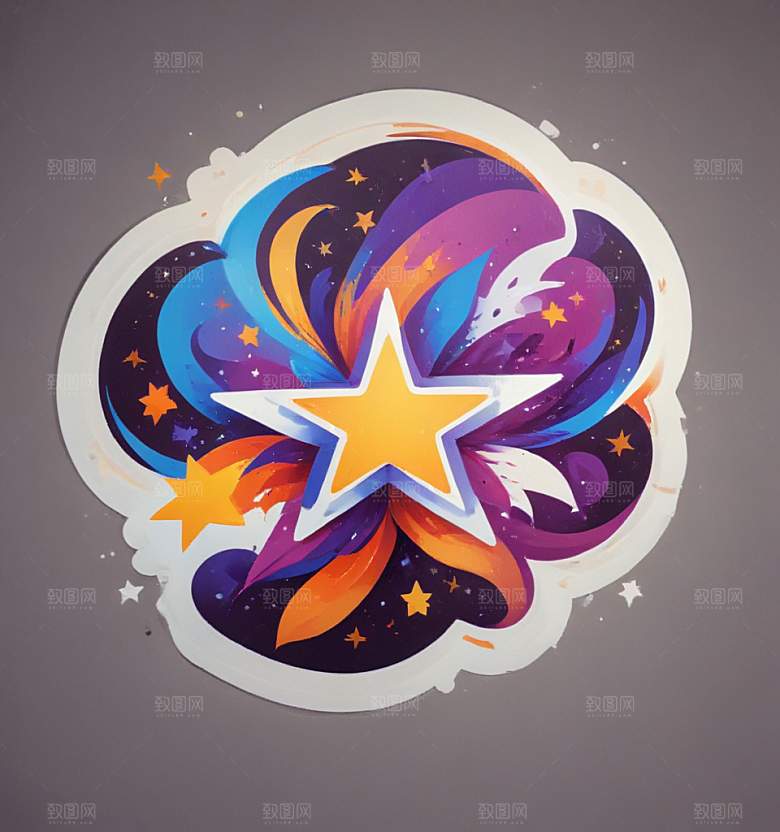 满天星卡通插画风格贴纸