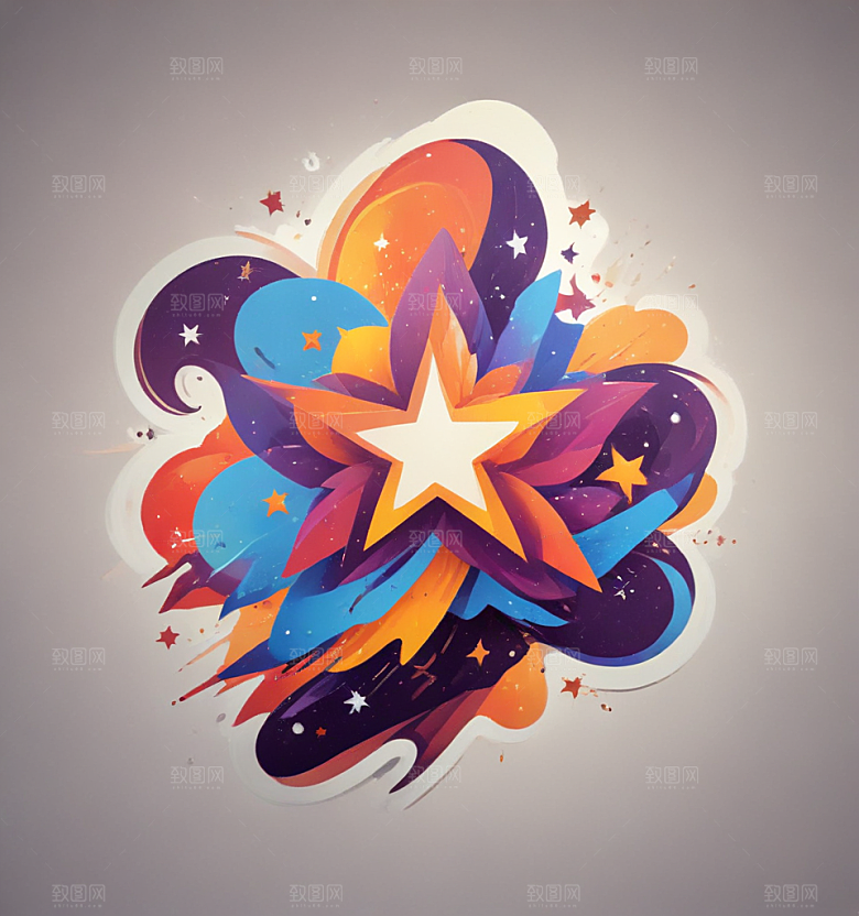 满天星卡通插画风格贴纸