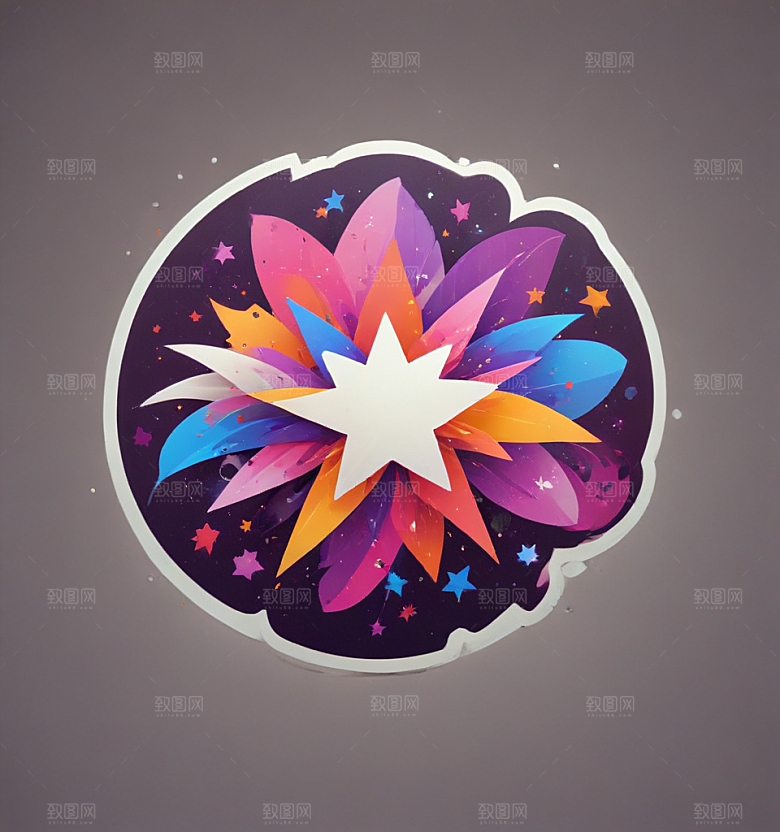 满天星卡通插画风格贴纸