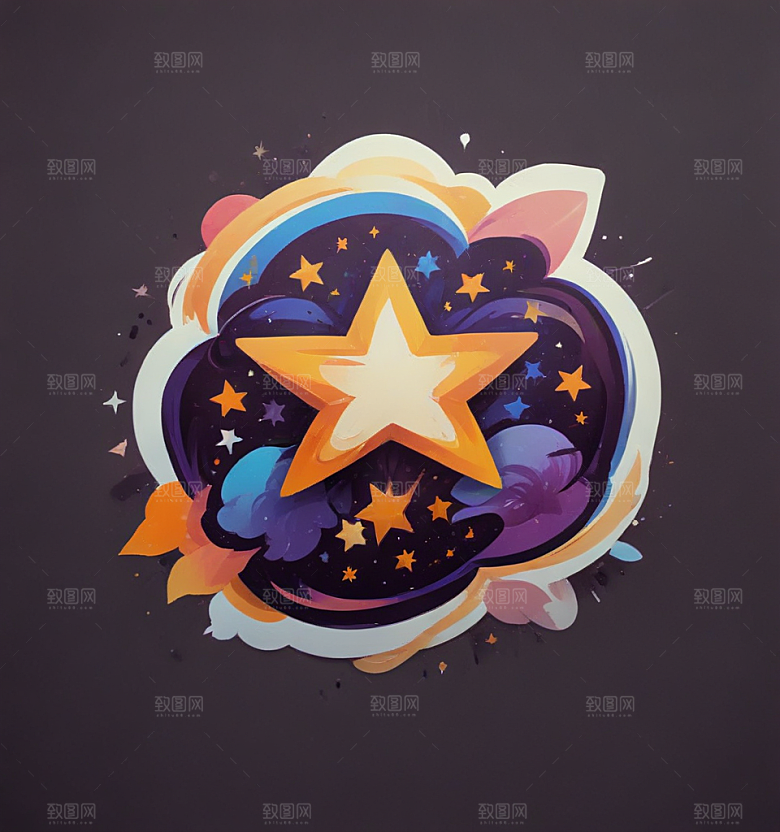 满天星卡通插画风格贴纸