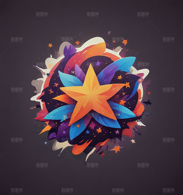 满天星卡通插画风格贴纸