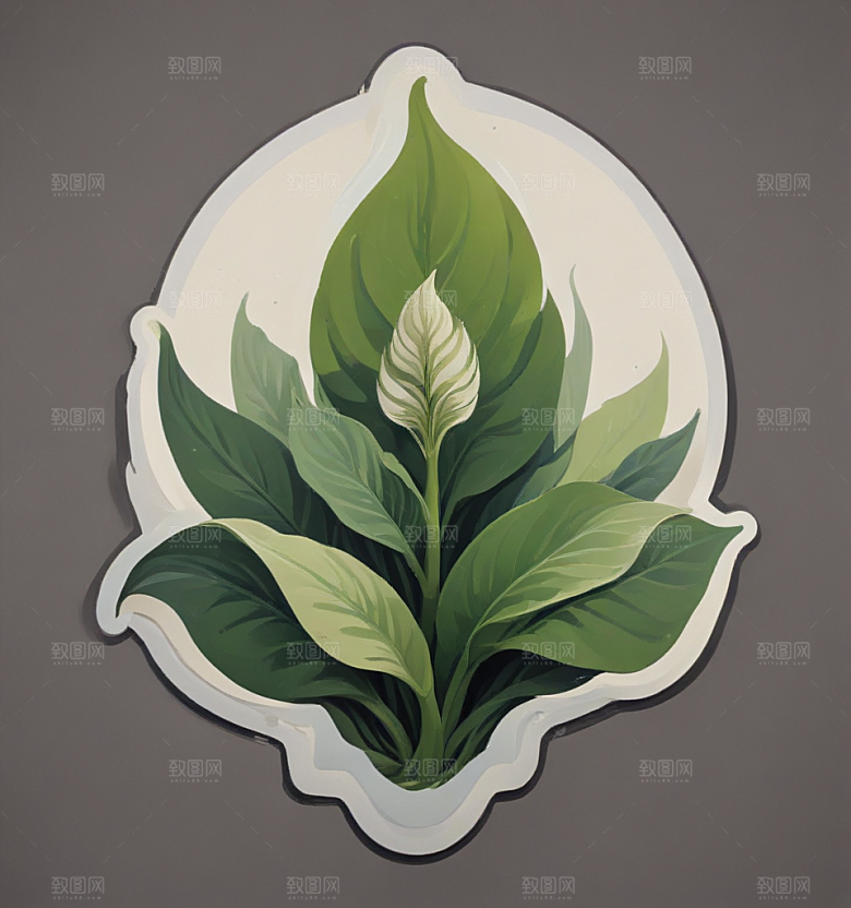 玉簪卡通插画风格贴纸