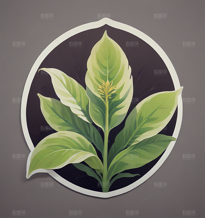 玉簪卡通插画风格贴纸