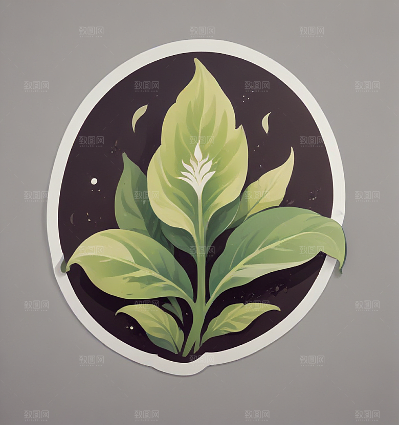 玉簪卡通插画风格贴纸